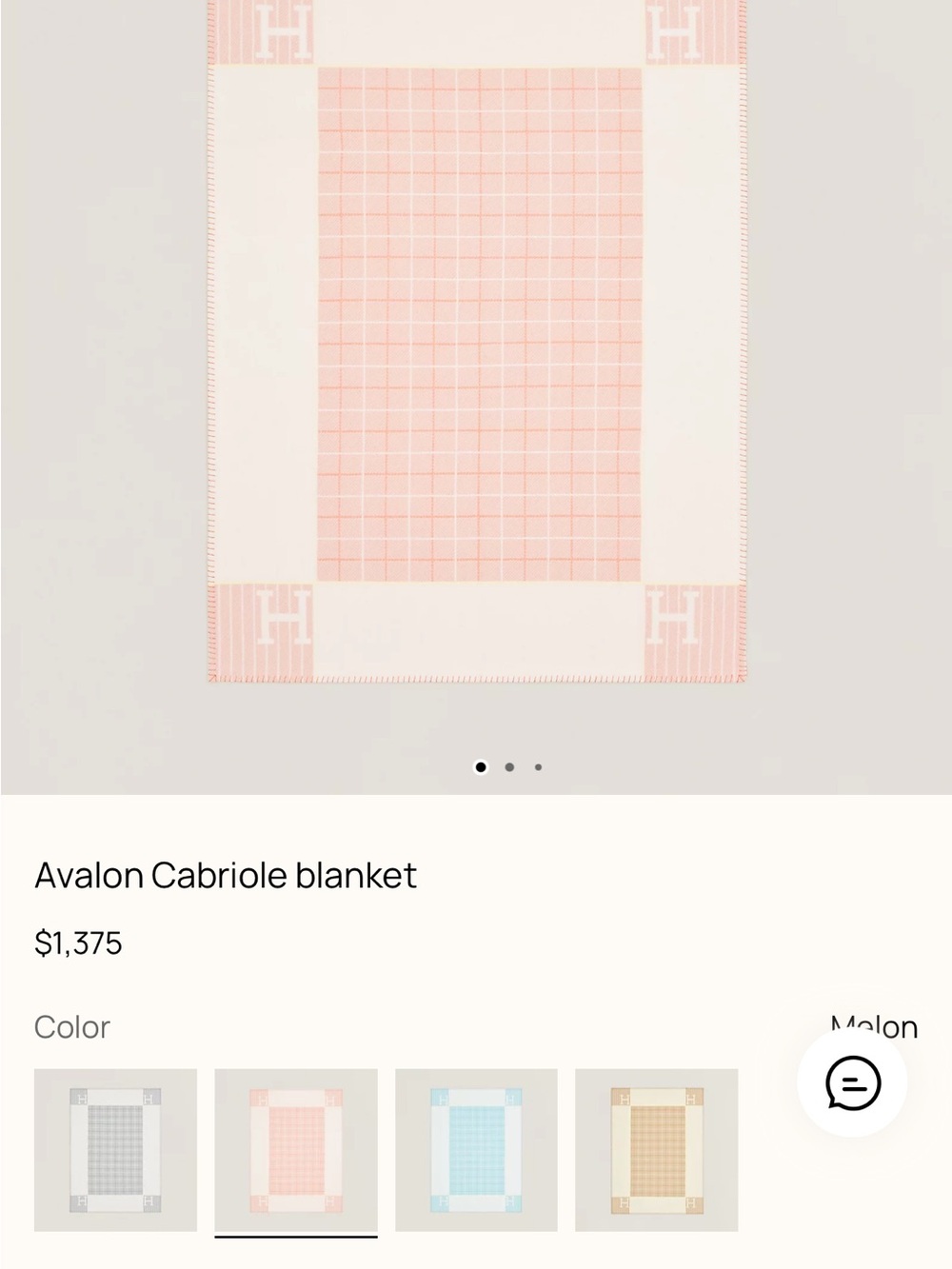 Hermes Avalon Cabriole Blanket - Melon and Ivory